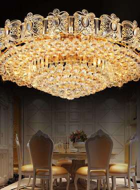 厂家现代圆形金色蝴蝶水晶吸顶灯大气客厅灯LED卧室黄色灯饰