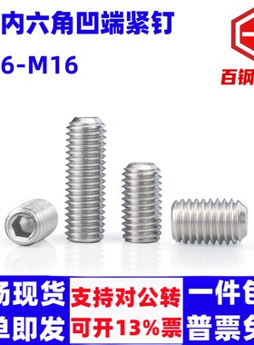 304不锈钢内六角紧定螺钉无头螺丝凹端机米顶丝止付M2M4M5M68-1M6