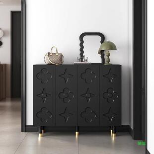 黑色鞋柜复古风家用门口超薄鞋柜玄关柜高级感现代高端储物收纳柜