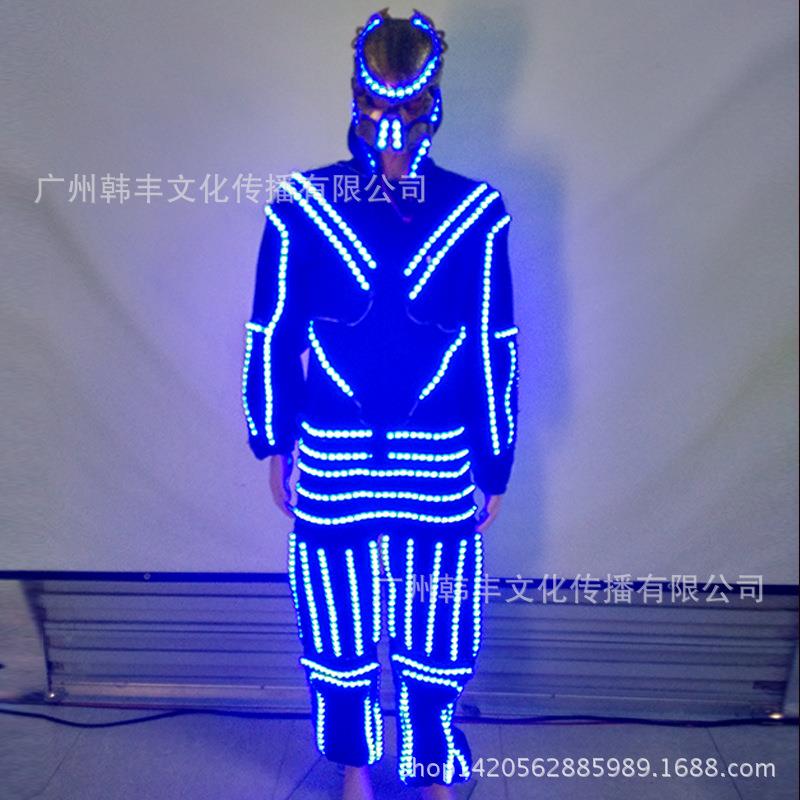 万圣节表演服各种LED七彩发光演出服发光手套舞台灯帽子人偶服