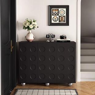 鞋柜家用门口黑色加厚入户玄关柜高级感现代简约储物柜换鞋柜
