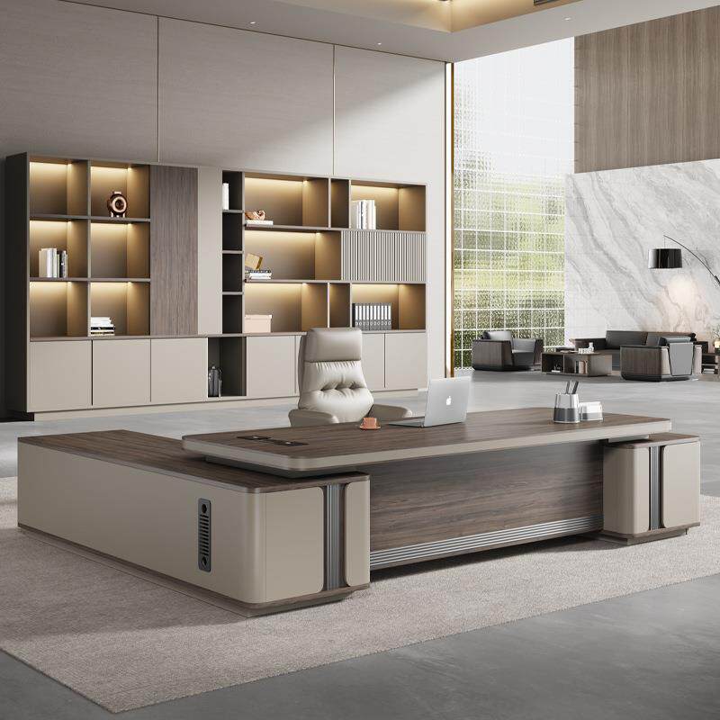 高档烤漆老板桌烤漆轻奢高级感办公桌简约现代女领导董事长大班台