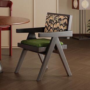 法式复古餐椅中古风轻奢实木椅子新款高级感靠背餐桌椅家用椅子