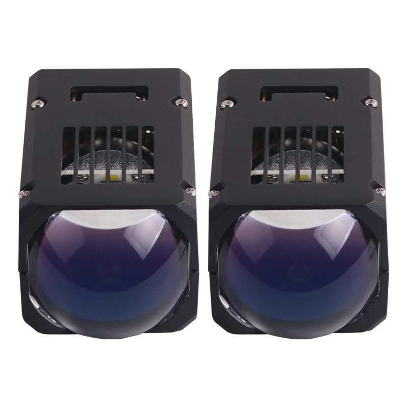 三为车灯60瓦6000k高亮1.8寸蓝膜矩阵LED双光透镜大灯改