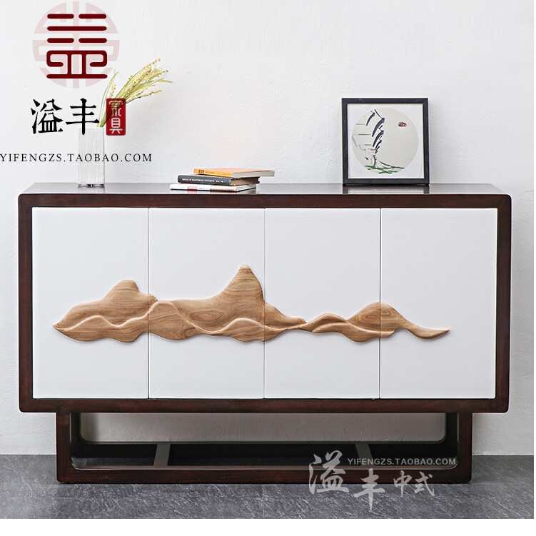 新中式餐边柜禅意风格储物门厅柜装饰收纳柜古典简约鞋柜装饰柜