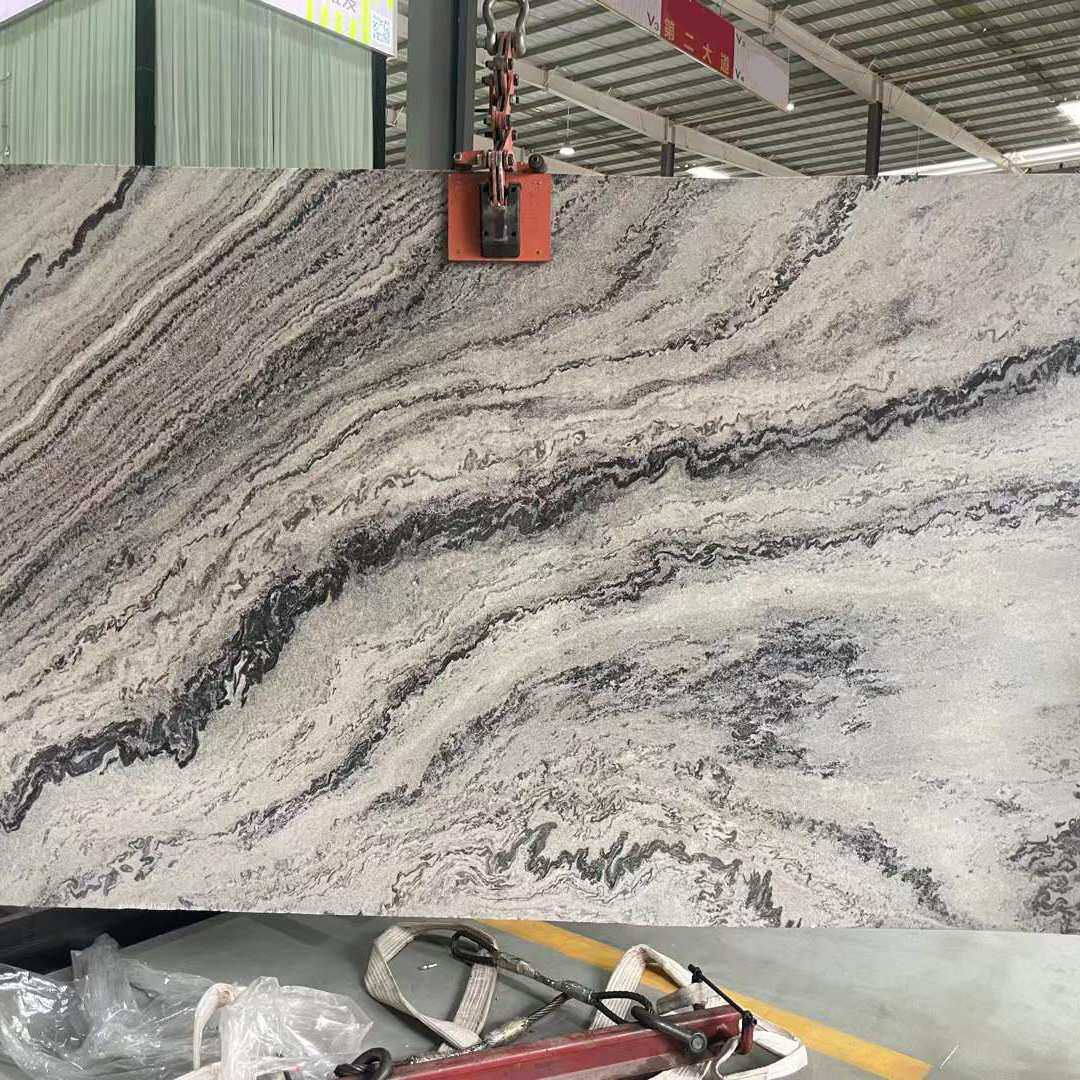 彩蝶灰大理石天然奢石餐桌岛台 别墅装修楼梯石材踏步板