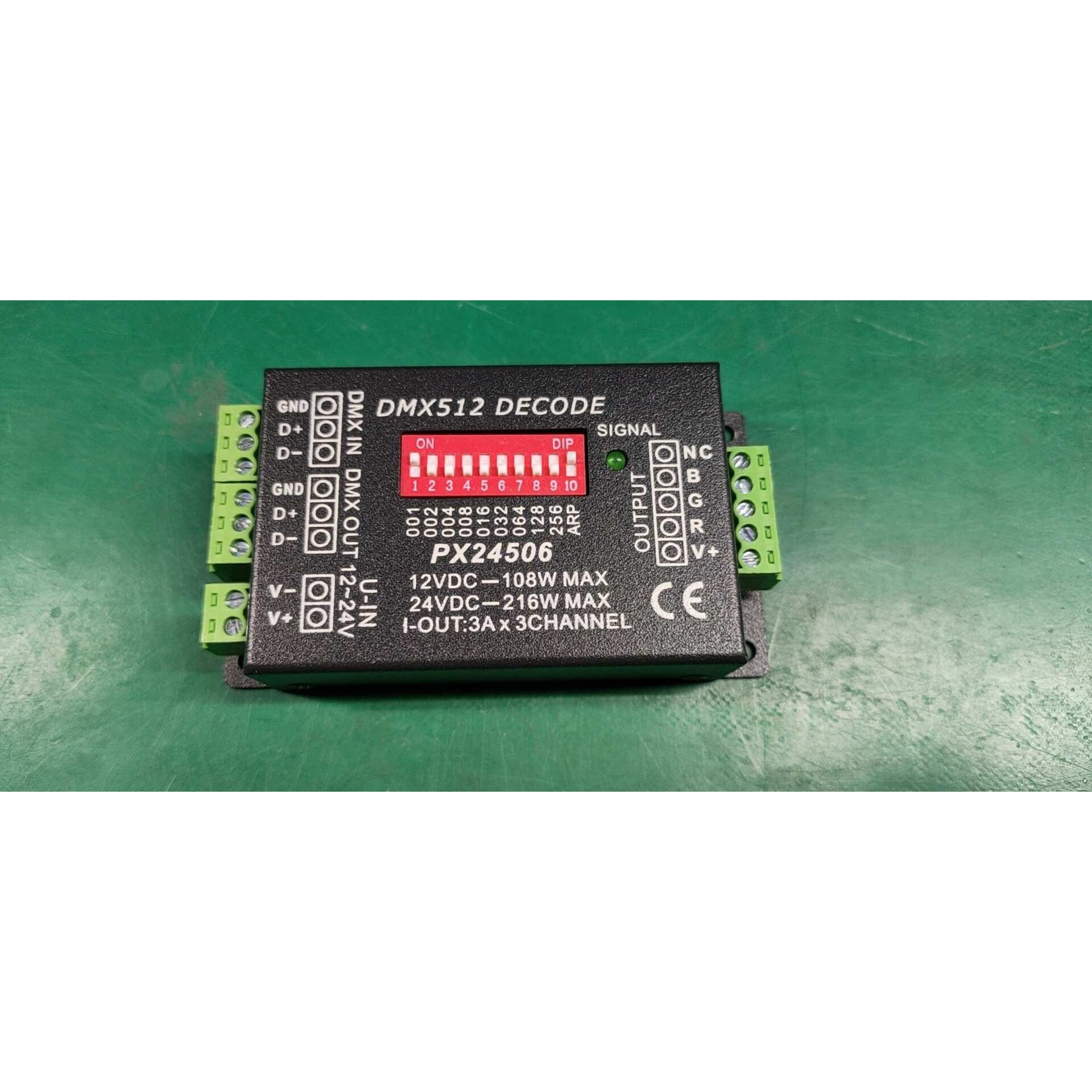 PX24506解码器dmx512三路RGB控制器 七彩灯带解码器12-24V