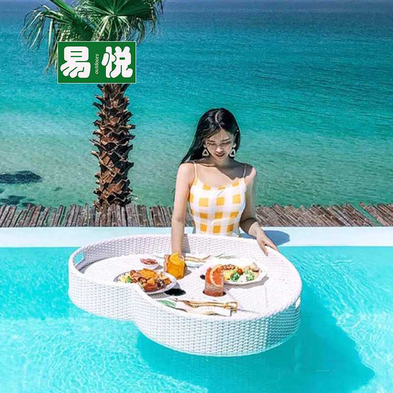 泳池漂浮早餐托盘酒店水上藤编篮子民宿网红地露天大型下午茶餐盘