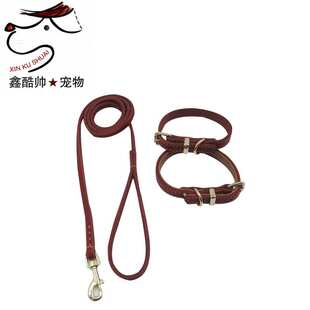 中大型犬套绳狗狗大红牵引绳带项圈遛狗绳子狗链子宠物用品定 制