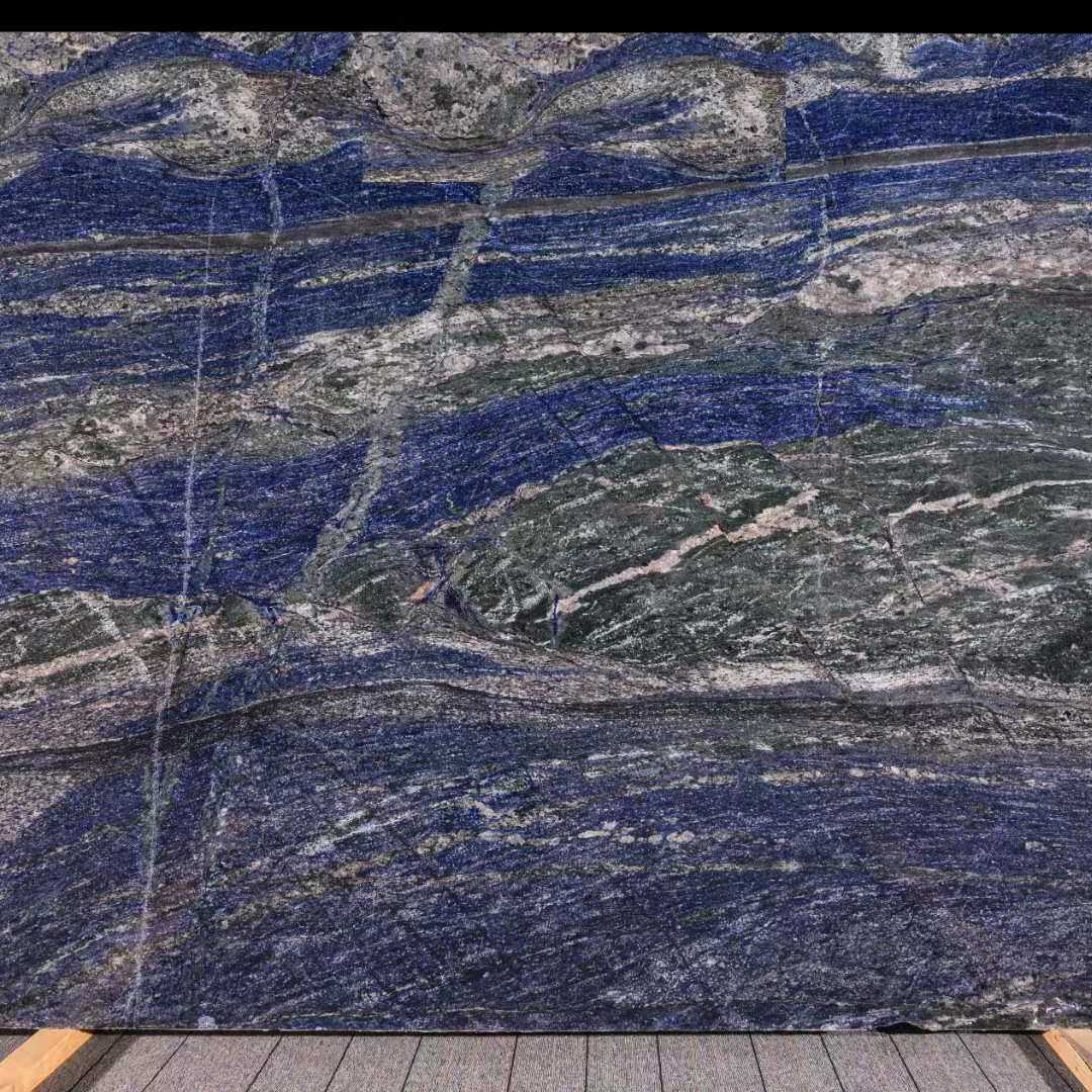 巴西天然奢石梦幻蓝宝 别墅装修电视墙透光大理石背景墙