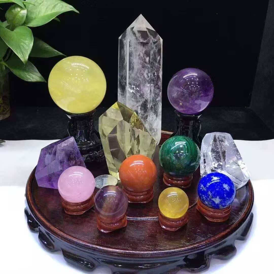 水晶花园精美摆件黄水晶，红碧玉球，随形综合摆件