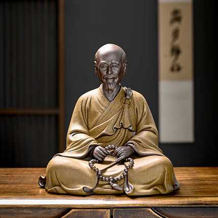 紫砂陶瓷摆件人物弘一法师家居茶桌壁柜中式禅意礼佛工艺装饰用品