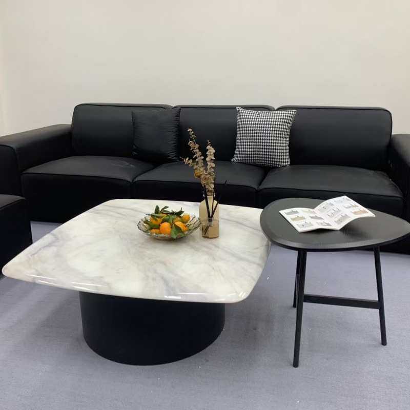 现代意式简约黑色方形轻奢高级茶几小户型客厅家用岩板微晶石组合