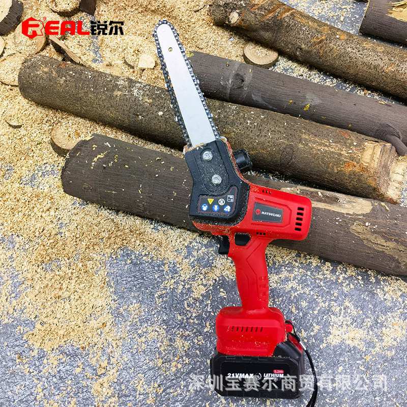 锐尔锂电单手锯充电式链锯手持电锯电动锯家用小型无刷户外代木锯
