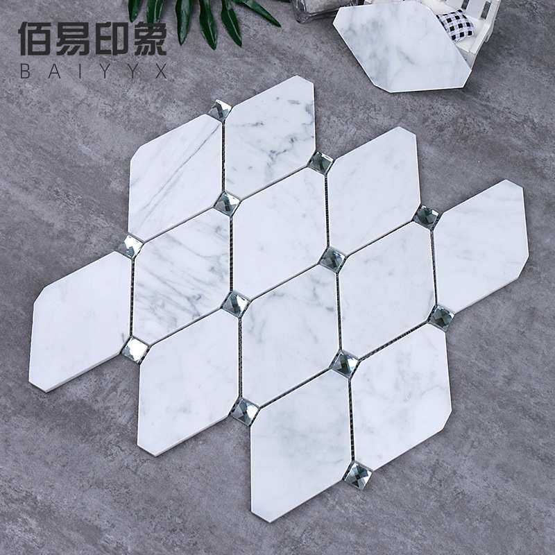 现货款 卡拉拉白菱形大理石背景其它园艺用品
