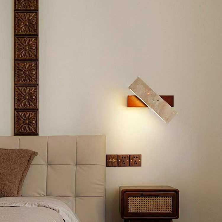 简约现代可旋转玄关房间卧室墙壁灯中古风床头装饰胡桃木色灯具