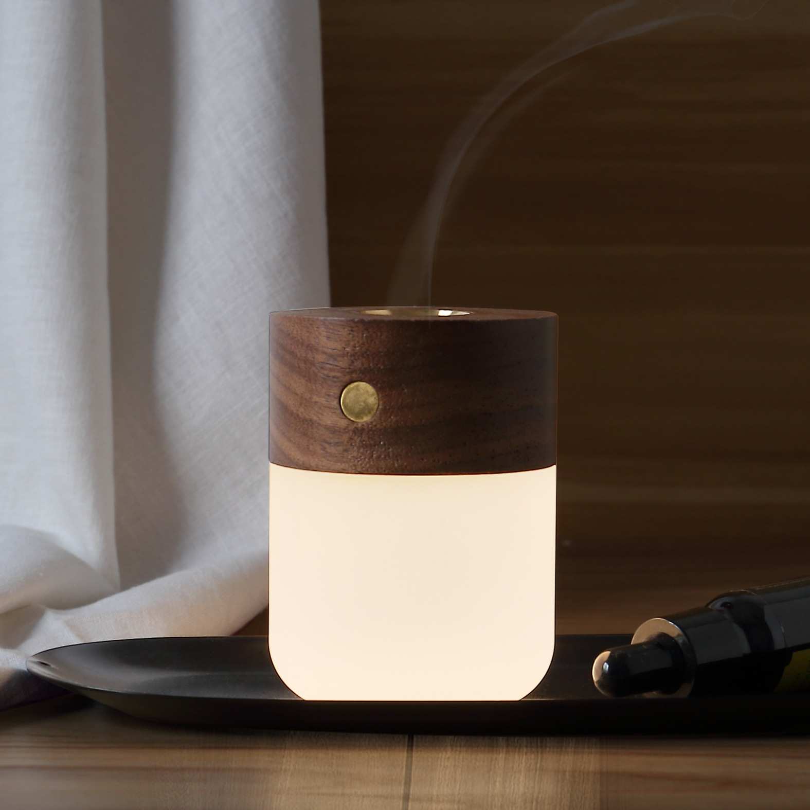 好棒香熏小夜灯LED床头伴睡简约木纹小台灯家用卧室瑜伽房氛围灯