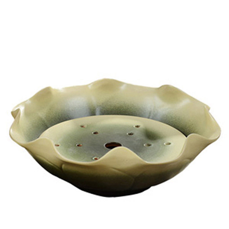 陶瓷茶盘圆形家用托盘大号储水荷叶盘干泡台茶台茶海功夫茶具套装