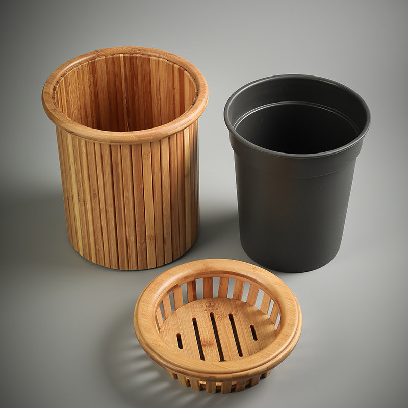 品匠茶道竹茶渣桶带盖倒茶叶垃圾桶过滤排水桶功夫茶具废水桶茶桶