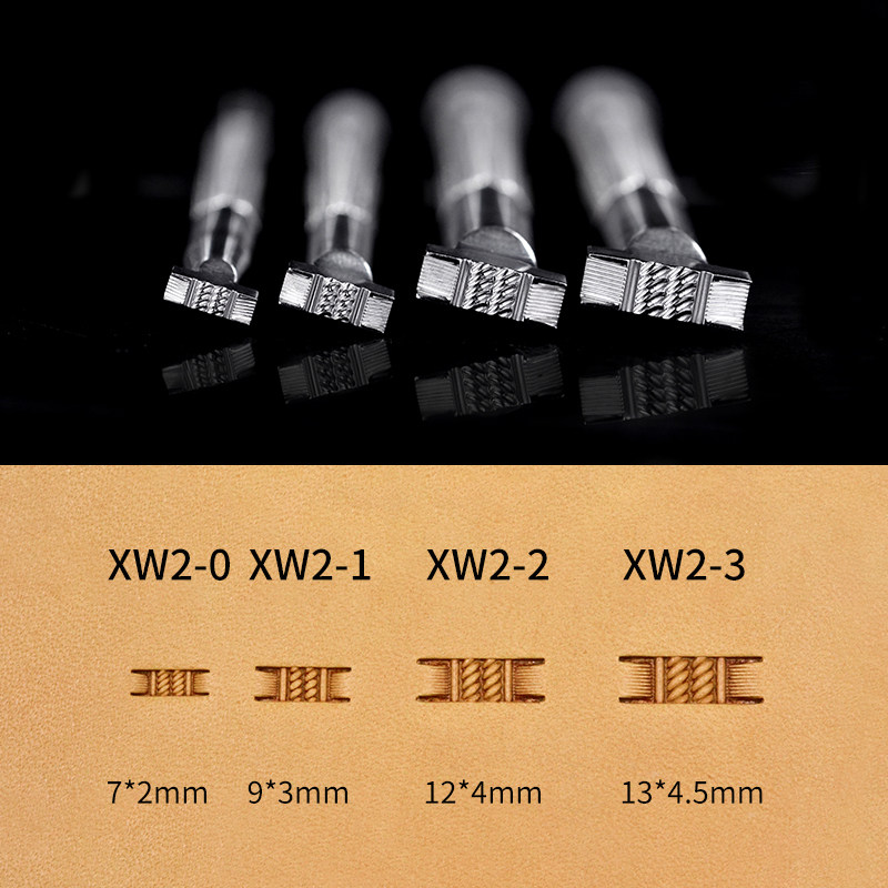 XW2手工皮具植鞣革不锈钢皮革皮雕印花工具编织纹双股席纹背景纹