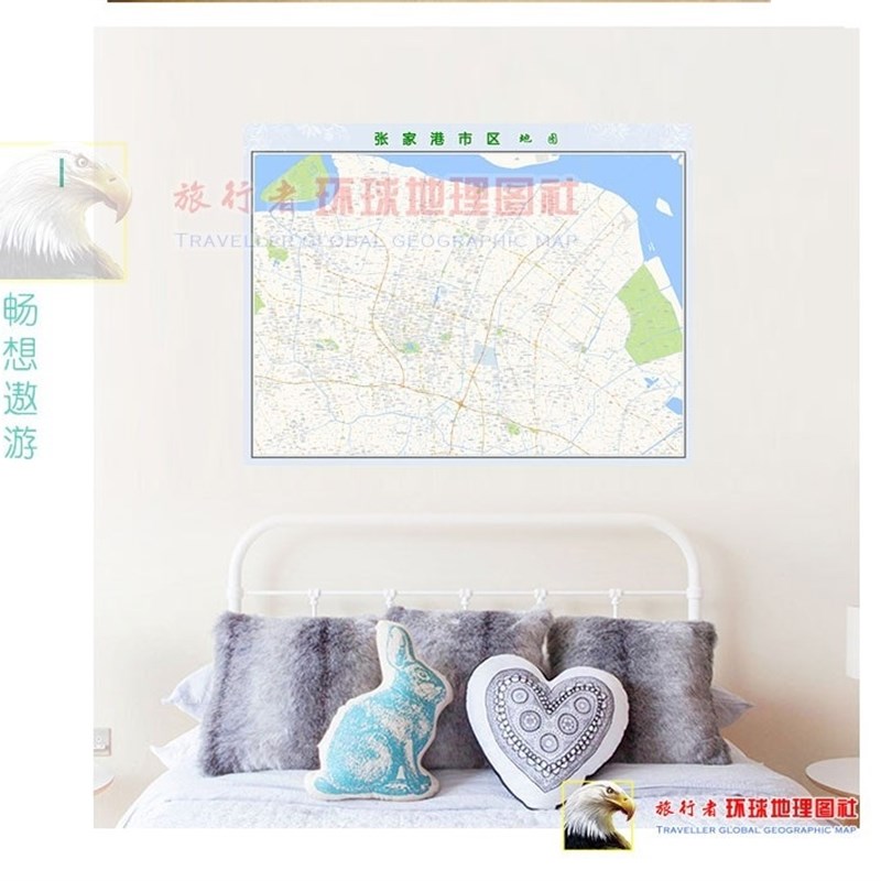 超大巨幅 张家港市区地图订制定做1城市城区海报202 新版装饰画芯