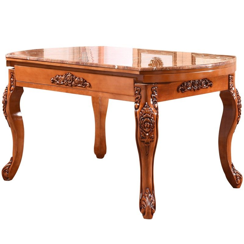 欧式方桌圆桌美式实木多功能伸缩餐桌餐厅长方形橡木两用推拉方桌