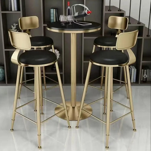 大理石休闲桌椅圆型高脚桌阳台网红简约奶茶店酒吧咖啡厅方形台桌