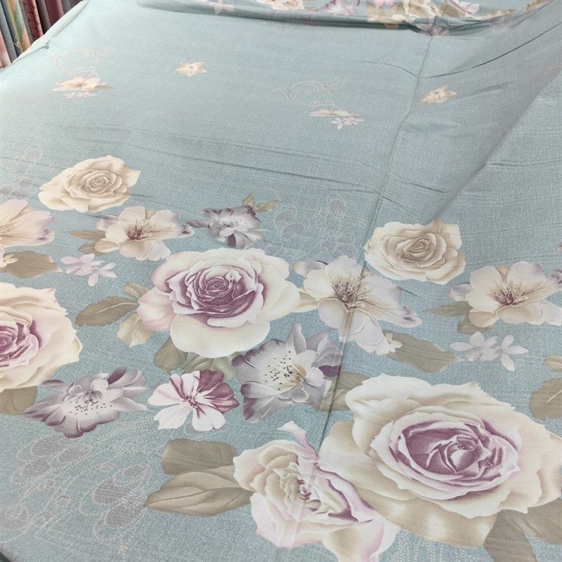 富贵花开国标加厚纯棉缎条纹理印花床单定制被套枕套四件套特价卖