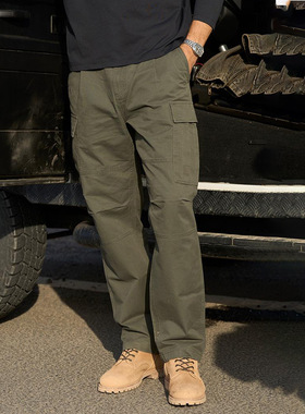 【LS07宽松直筒】300g松紧腰直筒工装休闲裤男