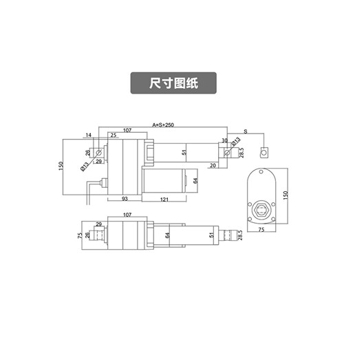 电动推杆升降器大推力1000KG直流12V24V36V48V工业级伸缩杆电缸