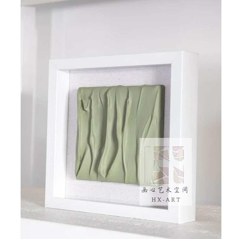 莫兰迪色装饰画小清新画风简约风立体肌理厚油画设计师别墅客厅热