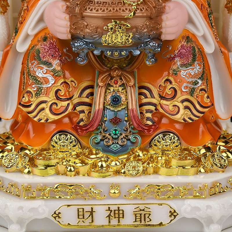 汉白玉财神爷摆件家用供奉文财神比干范蠡财神店铺办公室摆件