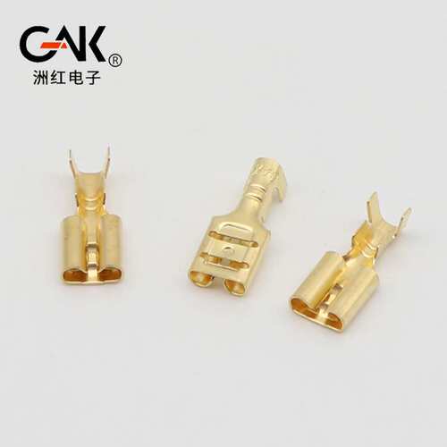 插簧接线端子6.3B*0.5MM加厚铜插件冷压插拔式母接头连接器带护套
