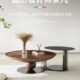 2024新款 客厅家用极简现代组合实木侘寂风 茶几胡桃木色圆形意式