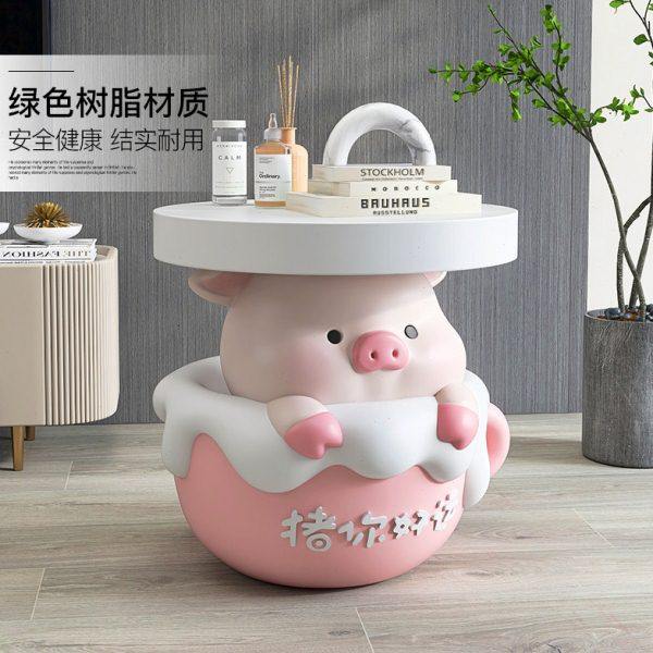 卡通小猪茶几落地摆件家居装饰品客厅沙发边几床头乔迁新居礼品,家居饰品,落地摆件,淘宝优惠券,粉丝福利购,淘宝优惠卷