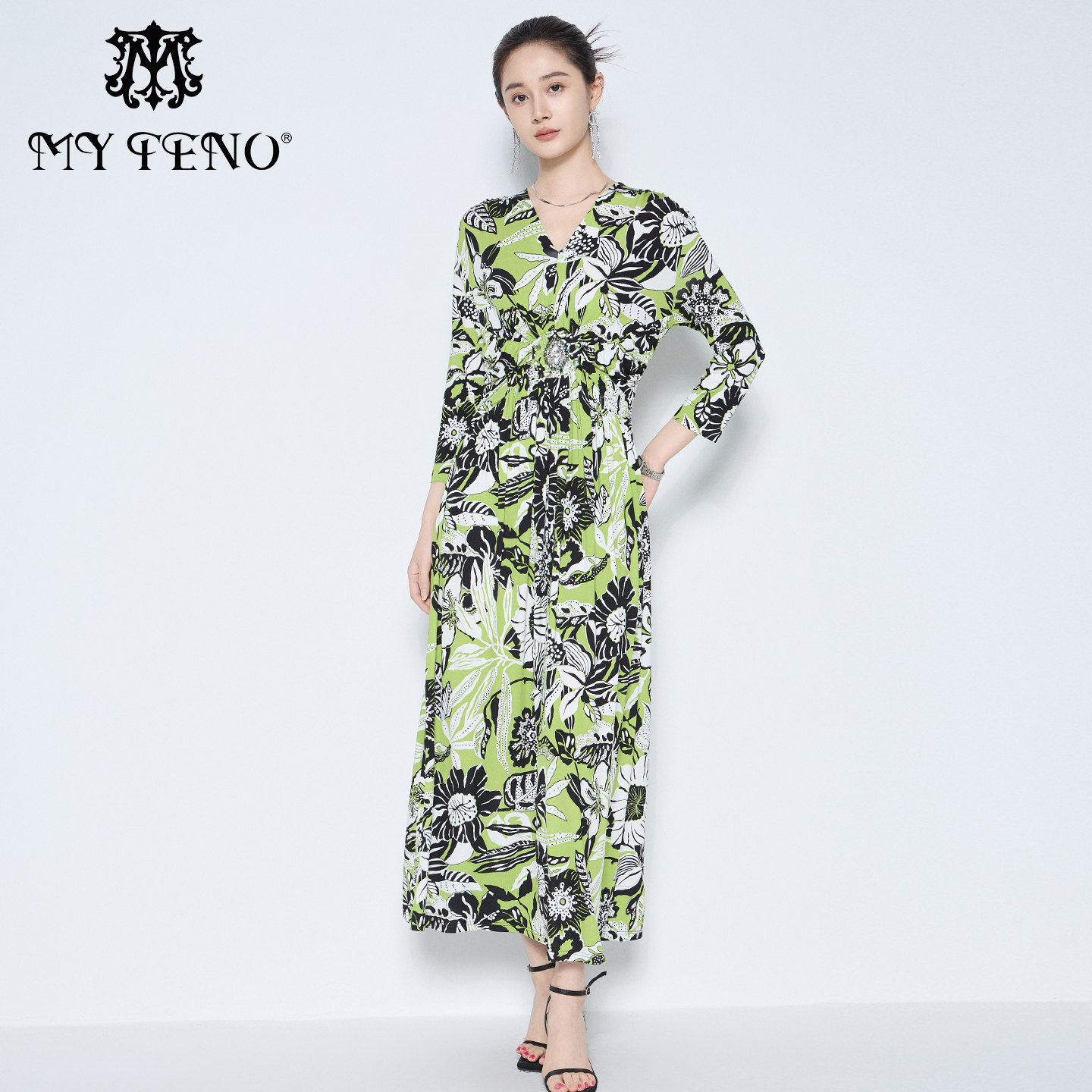 马天奴2025春夏新款绿色印