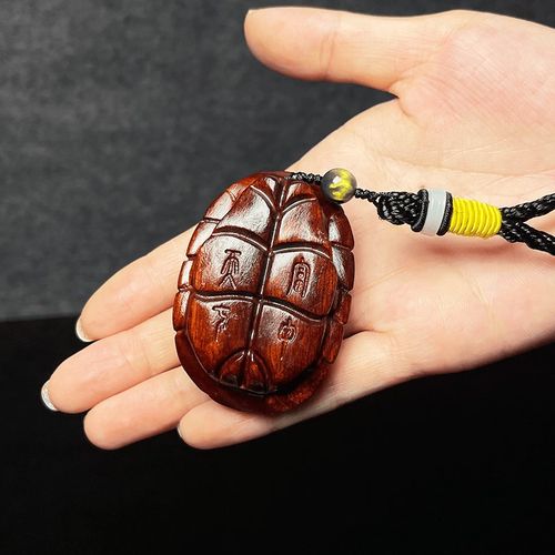 紫檀木手把件富甲天下文玩木雕龟壳摆件黄花梨富甲一方把玩件挂饰