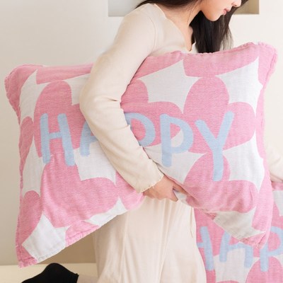 粉色爱心枕巾纯棉一对装女全棉纱布家用吸汗单人枕头毛巾