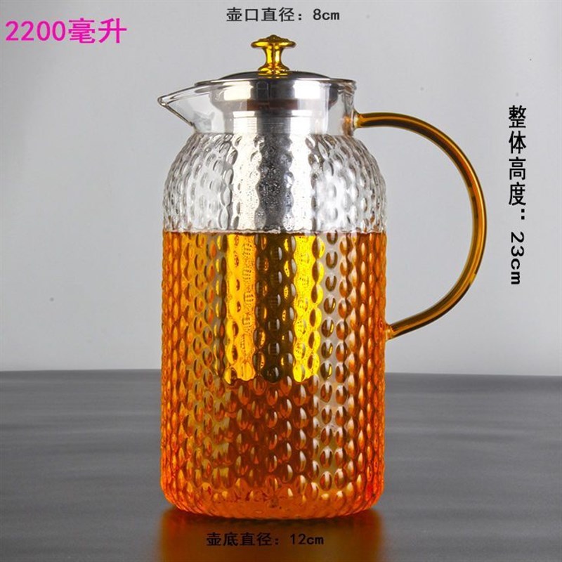 超大玻璃水耐家用耐高防凉水杯壶热温爆大容量凉白开茶壶茶具套装