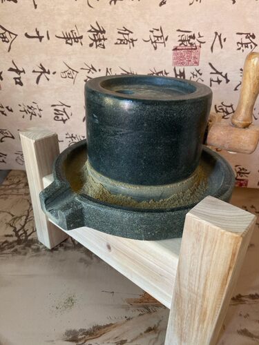 宋代点茶工具茶粉研磨青石茶磨仿架木款点茶石磨全套知否同宋茶器