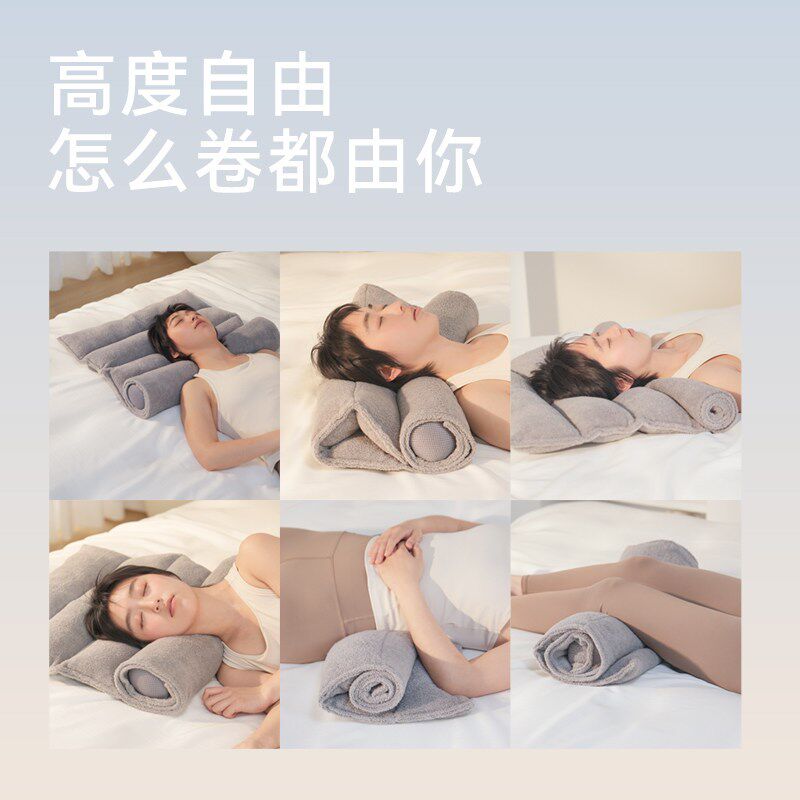 金脊颈毛巾枕可自由调节高度 护健椎枕 折叠枕深睡眠矮牵枕引高枕