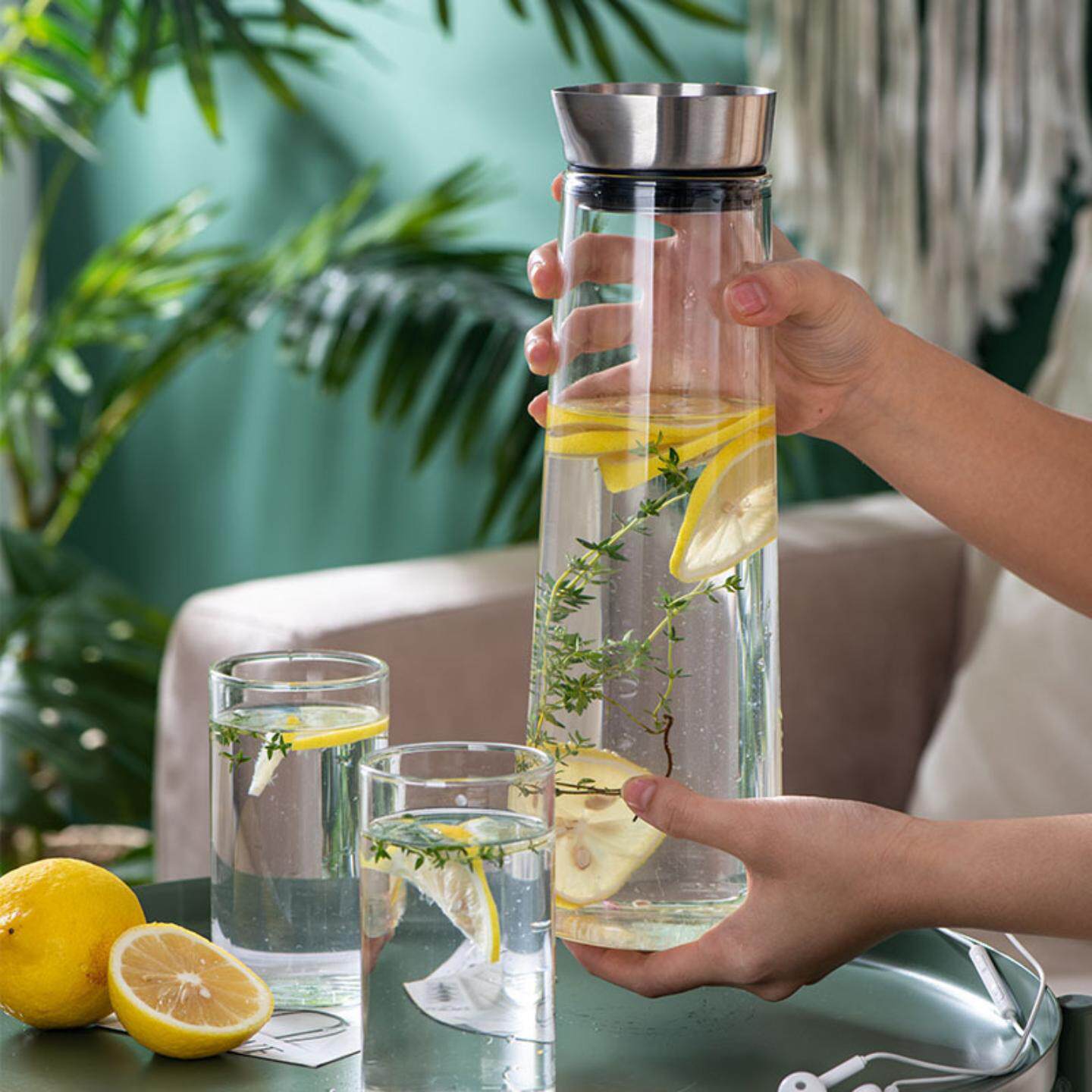 冷水壶玻璃凉水瓶大容量泡茶壶家用晾白开水杯扎壶套装凉水杯套组