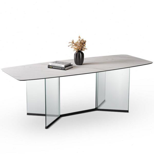 意式极简亚克力岩板餐桌家用小户型现代简约创意钢化玻璃底座桌子,住宅家具,岩板餐桌,淘宝优惠券,粉丝福利购,淘宝优惠卷