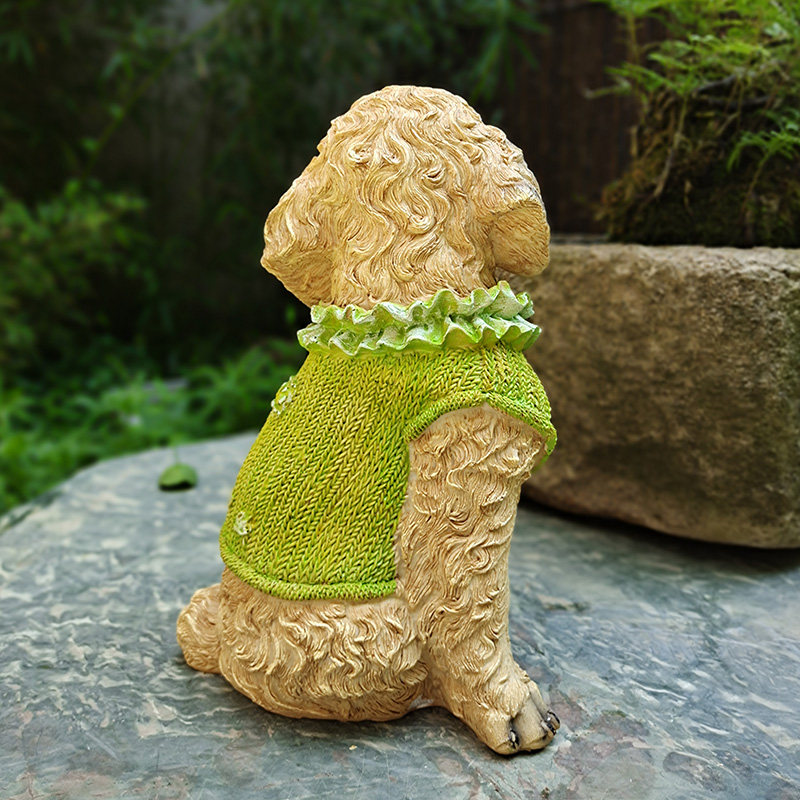 意园装饰庭院犬置仿真动物狗摆件泰迪布阳台家居院子个性创花雕塑