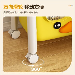 儿童书架落地零食玩具收纳架可移动小推车置物架家用多层组装书柜