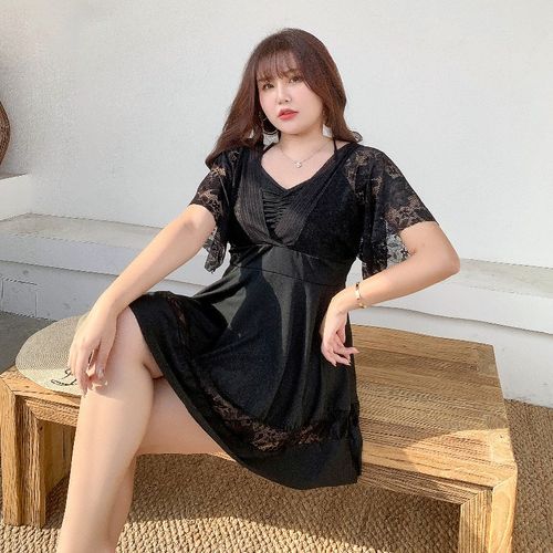 大码泳衣女遮肚显瘦200斤保守分体宽松钢圈性感胖人温泉长裙