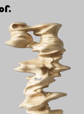 墨非 新中式木质木纹大理石底座摆件 样板间玄关售楼处装饰品