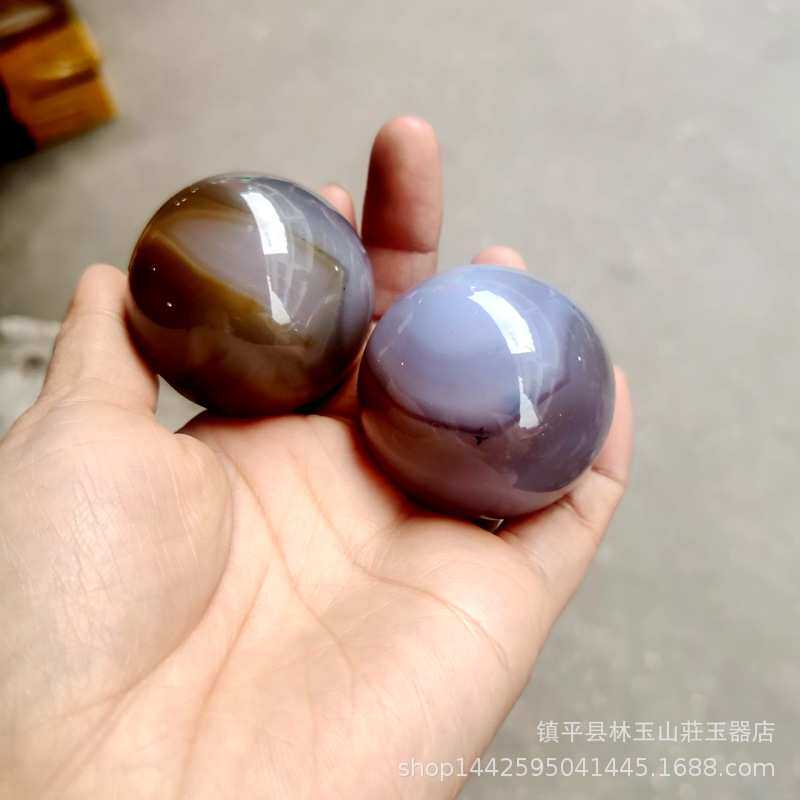 时尚珠宝缠丝玛瑙手球手把件 保健玛瑙健身球手球 玉器工艺品