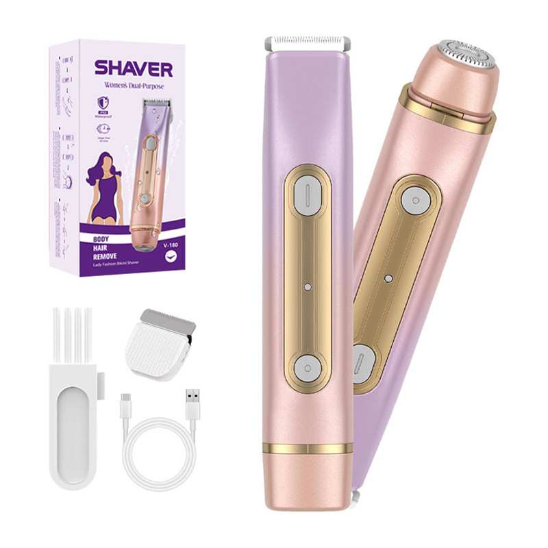多功能干湿两用女士双头电动脱毛器时尚二合一防水拔毛剃毛器厂家
