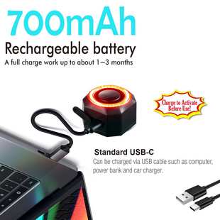 自行车尾灯防盗报警器(充电式)刹车灯一碰就响防盗支架KS-SF33R